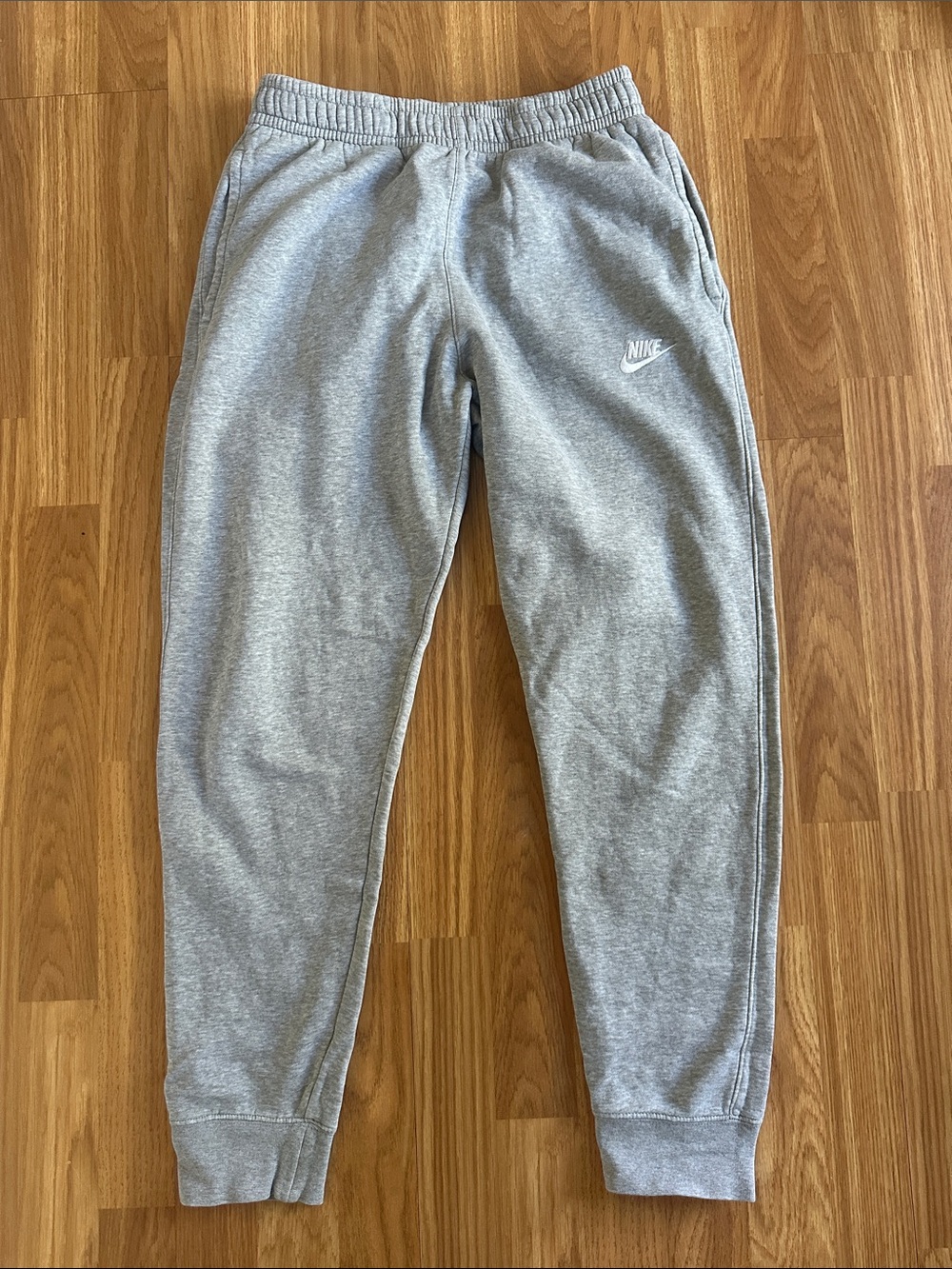 Nike Gray Fleece Joggers with White Logo
